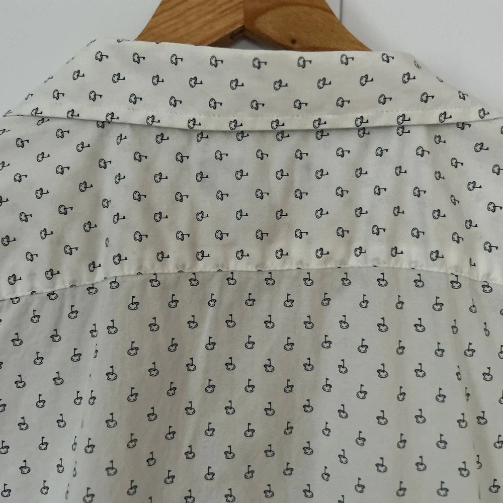 Banana Republic Mens Slim Fit Golf Print 100% Cotton Button Down Shirt L Preppy
